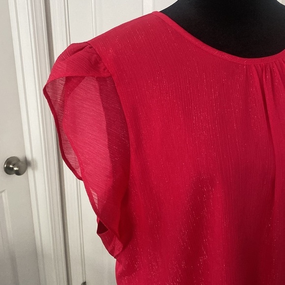 Calvin Klein hot pink blouse with ruffled sleeves. - Picture 3 of 12